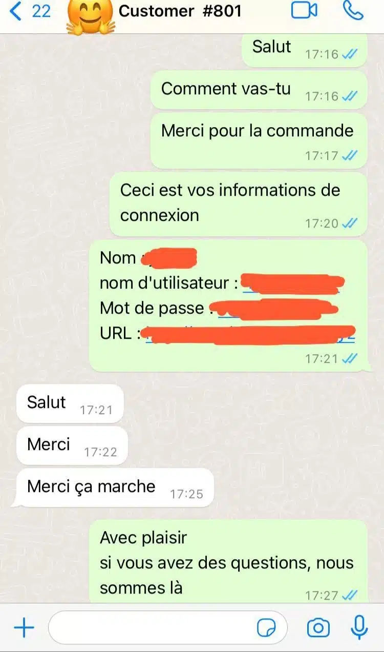 Avis client WhatsApp 4